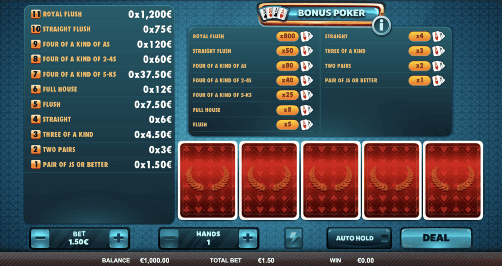Mängi tasuta Bonus Poker