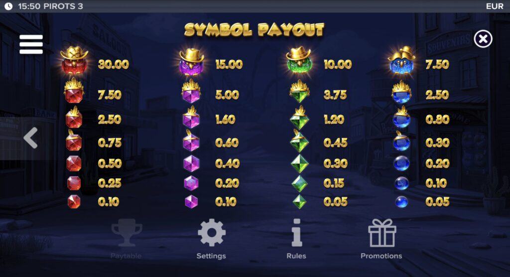 Pirots 3 Sümbolid